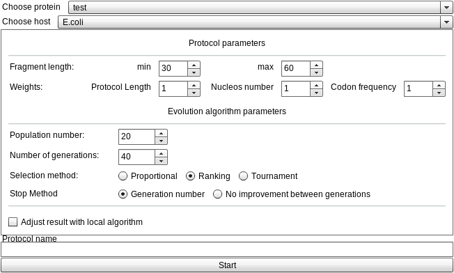 Algorithm parameters